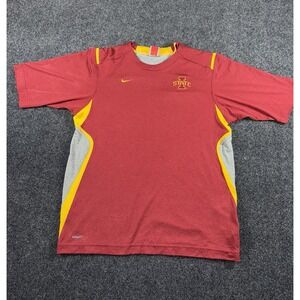 Nike Team Iowa State Cyclones Red Gold Gray Dri-Fit Shirt Men's Medium 19.5x27